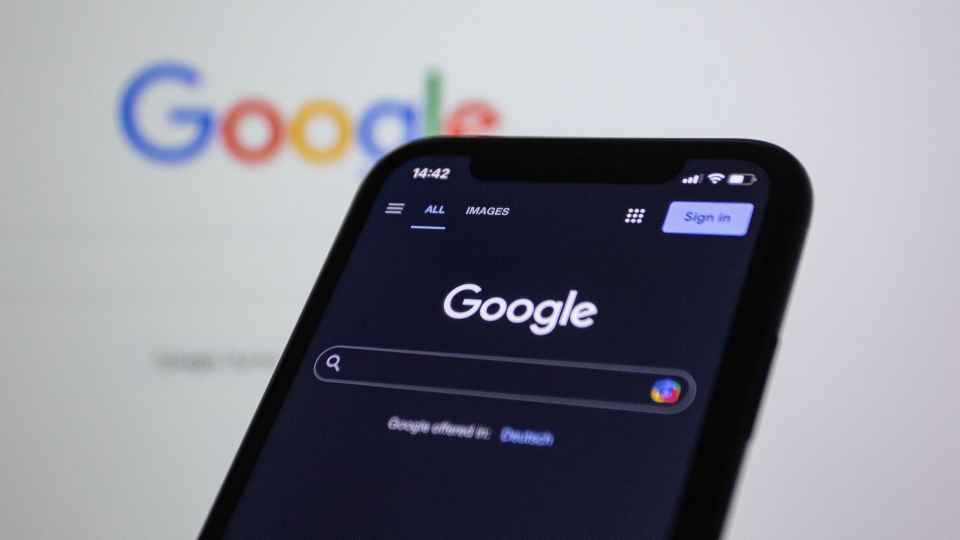 Smartphone showing a search screen
