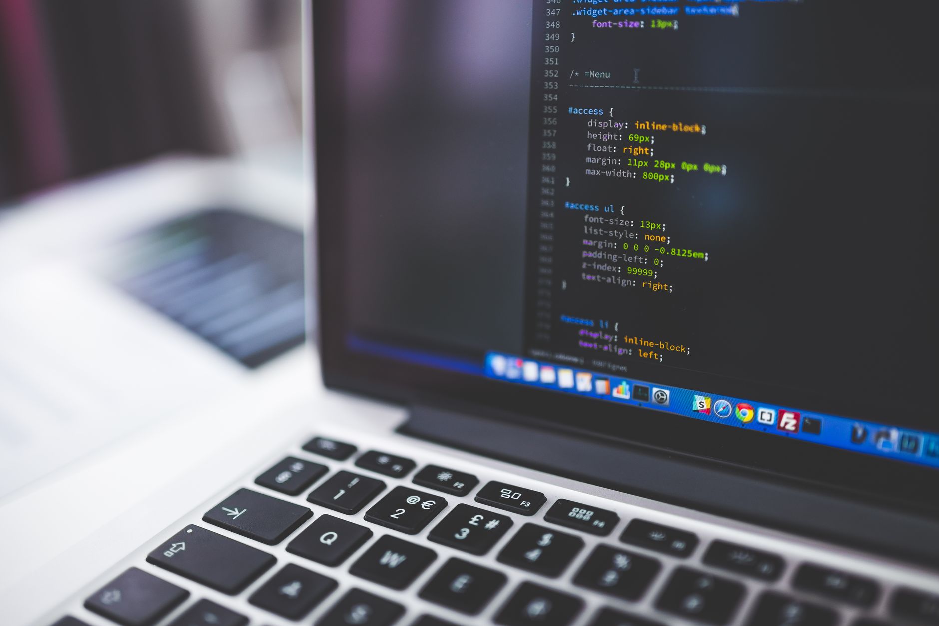 Website code on a laptop screen